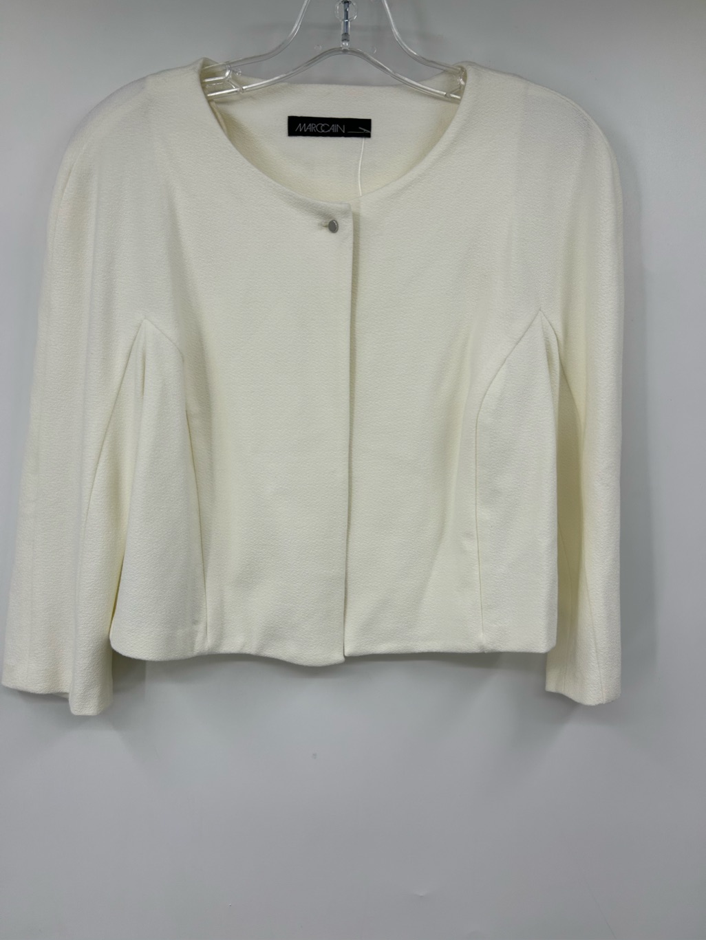 Marc Cain Womenâs White Cropped Single Button Jacket Size 10